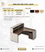Bàn làm việc Chữ L LBV91.1 160x120 - Be + Vân gỗ đậm