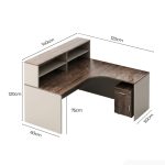 Bàn làm việc Chữ L LBV91.2 140x120 - Be + Vân gỗ đậm