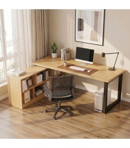 Bàn làm việc Chữ L LBV39.6 140x120 - Vân gỗ nhạt