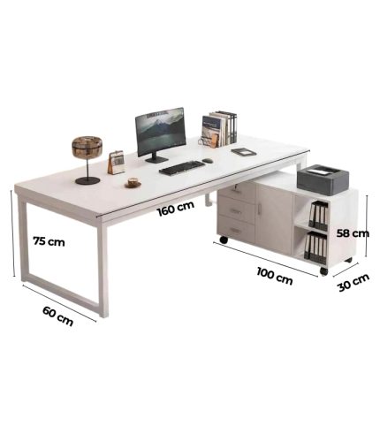 Bàn làm việc Chữ L LBV51.3 160x100 - Trắng