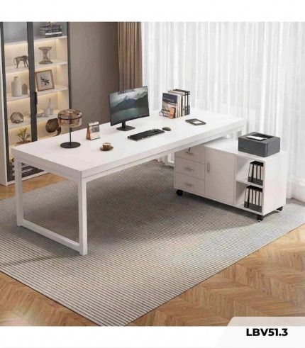 Bàn làm việc Chữ L LBV51.3 160x100 - Trắng