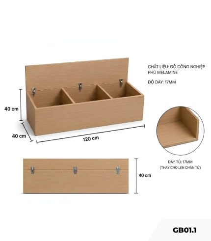 Ghế băng GB01.1 120x40cm - Vân gỗ nhạt