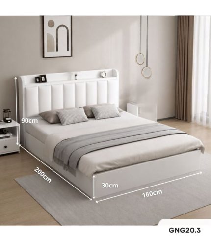 Giường gỗ GNG20.3 160x200 - Trắng