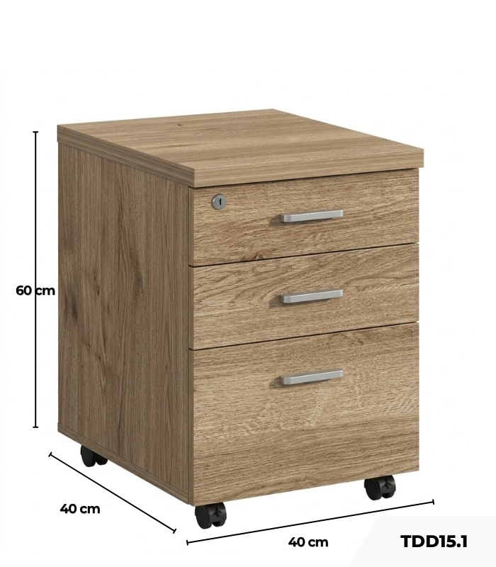 Tab di động 3 ngăn TDD15.1 40x40x60 - Vân gỗ