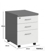 Tab di động 3 ngăn TDD15.2 40x40x60 - Trắng kết hợp Ghi