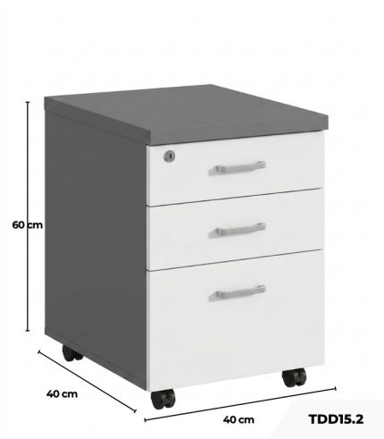 Tab di động 3 ngăn TDD15.2 40x40x60 - Trắng kết hợp Ghi