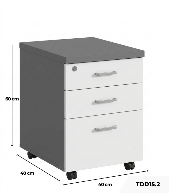 Tab di động 3 ngăn TDD15.2 40x40x60 - Trắng kết hợp Ghi