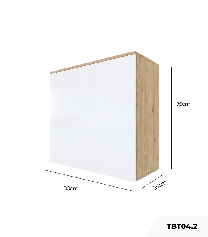 Tủ bếp trên Hệ 2 cửa mở TBT04.2 80x35x75 - Vân gỗ nhạt