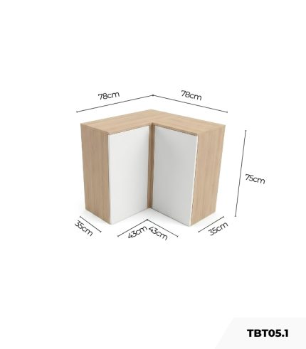 Tủ bếp trên Hệ 2 cửa mở góc L TBT05.1 156x35x75 - Vân gỗ nhạt