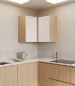 Tủ bếp trên Hệ 2 cửa mở góc L TBT05.1 156x35x75 - Vân gỗ nhạt