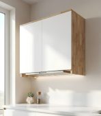 Tủ bếp trên Hệ 2 cửa mở máy hút mùi TBT04.3 80x35x75 - Vân gỗ nhạt