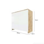 Tủ bếp trên Hệ 2 cửa mở máy hút mùi TBT04.3 80x35x75 - Vân gỗ nhạt