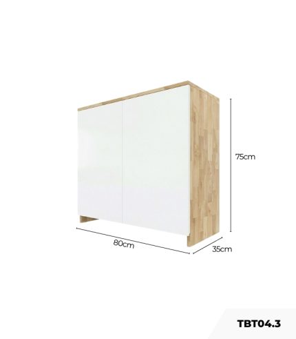 Tủ bếp trên Hệ 2 cửa mở máy hút mùi TBT04.3 80x35x75 - Vân gỗ nhạt