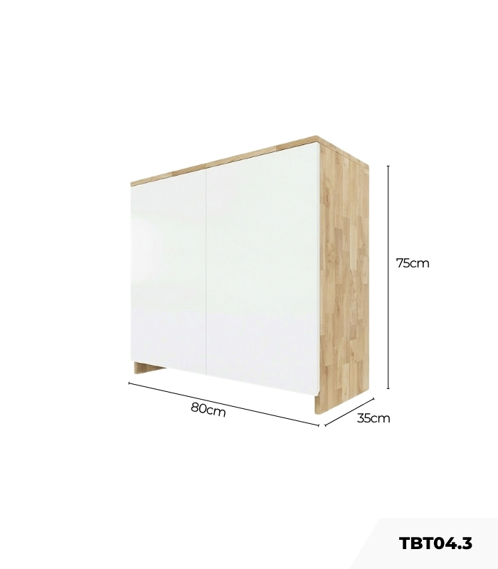 Tủ bếp trên Hệ 2 cửa mở máy hút mùi TBT04.3 80x35x75 - Vân gỗ nhạt