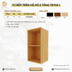 Tủ bếp trên Hệ hở 2 tầng TBT02.1 40x35x75 - Vân gỗ nhạt - Ảnh 2
