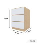Tủ Bếp Dưới Hệ 3 Ngăn Kéo TBD01.2 60x58x82 - Vân gỗ nhạt