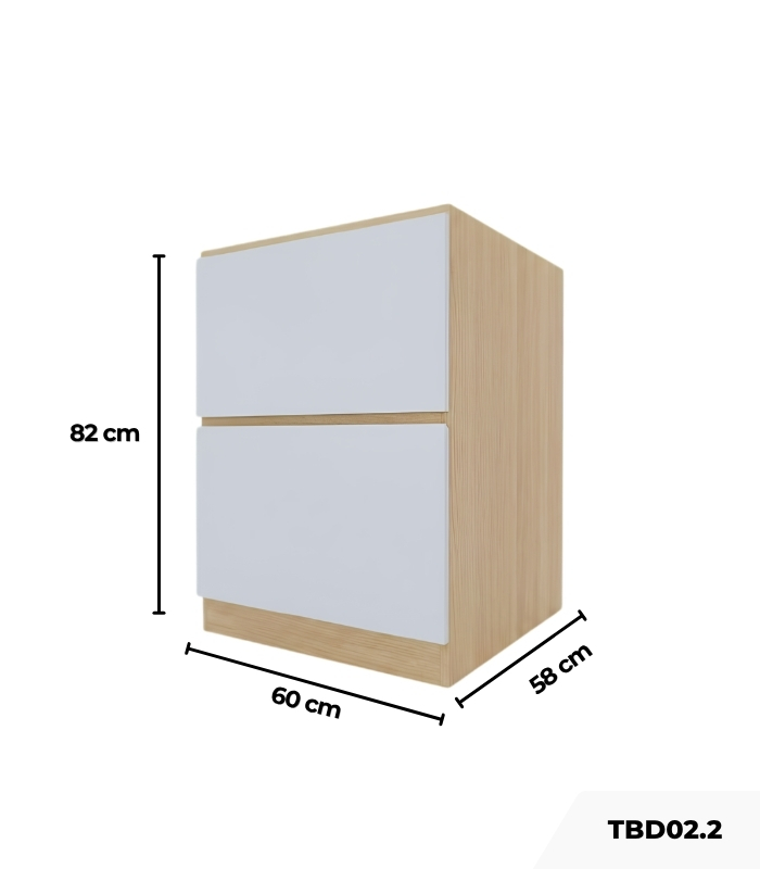 Tủ Bếp Dưới Hệ 2 Ngăn Kéo TBD02.2 60x58x82 - Vân gỗ nhạt