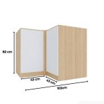 Tủ Bếp Dưới Hệ 2 Cửa Mở Góc Chữ L TBD03.1 102x102x82 - Vân gỗ nhạt