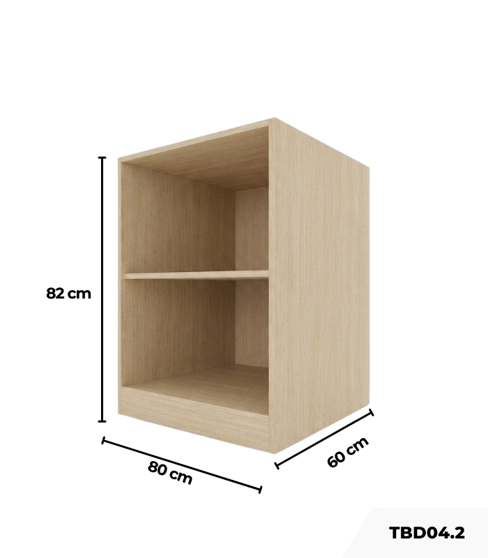 Tủ Bếp Dưới Hệ Hở 2 Tầng TBD04.2 80x60x82 - Vân gỗ nhạt