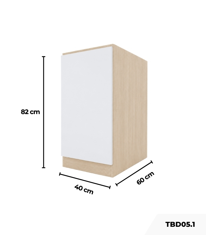 Tủ Bếp Dưới Hệ 1 Cửa Mở TBD05.1 40x60x82 - Vân gỗ nhạt