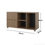 Tủ Phụ Di Động TDD12.2 120x40x65 - Vân gỗ đậm