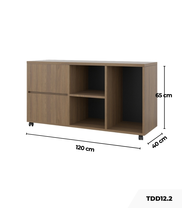 Tủ Phụ Di Động TDD12.2 120x40x65 - Vân gỗ đậm