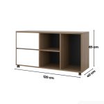 Tủ Phụ Di Động TDD12.4 120x40x65 - Vân gỗ đậm + Trắng