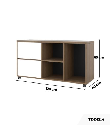 Tủ Phụ Di Động TDD12.4 120x40x65 - Vân gỗ đậm + Trắng