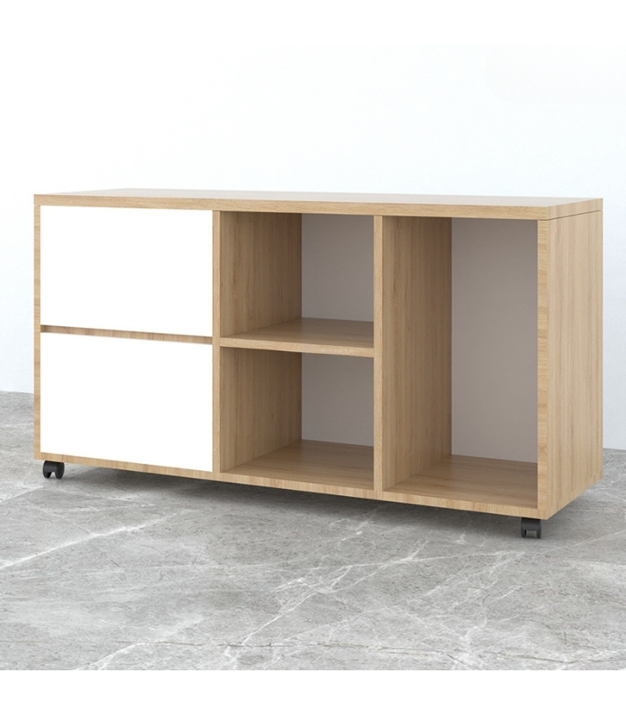 Tủ Phụ Di Động TDD12.5 120x40x65 - Vân gỗ + Trắng