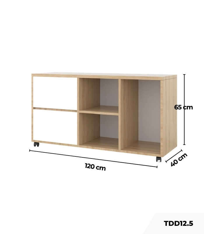 Tủ Phụ Di Động TDD12.5 120x40x65 - Vân gỗ + Trắng