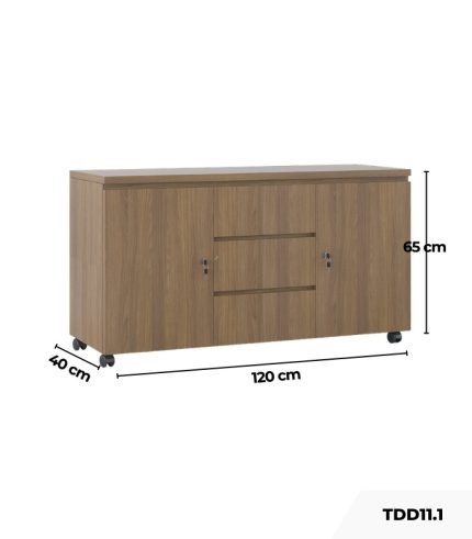 Tủ Phụ Di Động TDD11.1 120x40x65 - Vân gỗ đậm