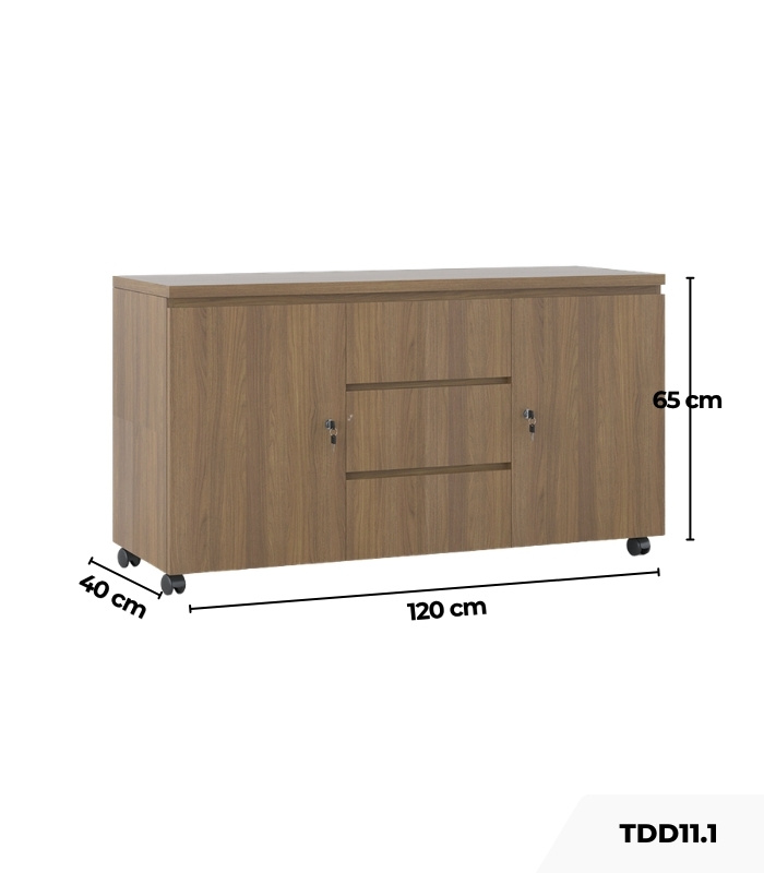 Tủ Phụ Di Động TDD11.1 120x40x65 - Vân gỗ đậm