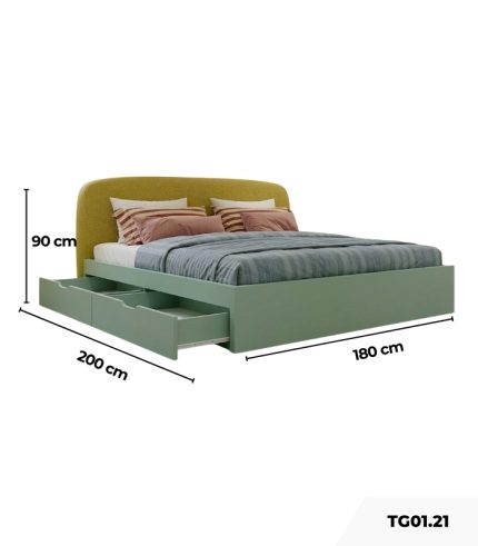 Giường ngủ TG01.21 180x200x90 - Xanh Vàng