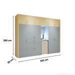 Tủ quần áo TG01.22 320x55x280 - Xanh Vàng