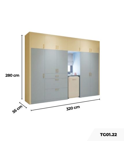 Tủ quần áo TG01.22 320x55x280 - Xanh Vàng