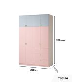 Tủ quần áo TG01.16 200x55x280 - Hồng Xanh