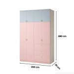 Tủ quần áo TG01.16 200x55x280 - Hồng Xanh