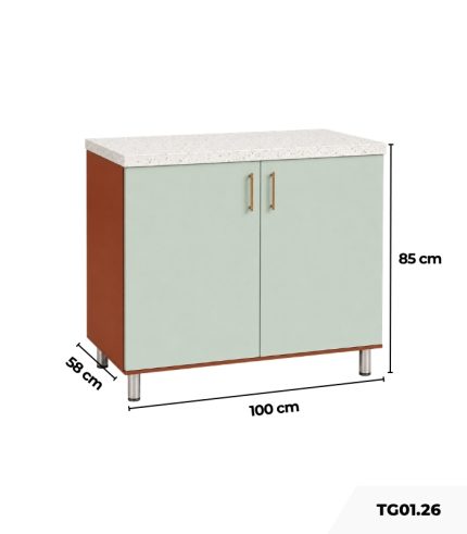 Tủ bếp dưới hệ chậu rửa TG01.26 100x58x85 - Cam Xanh