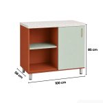Tủ Bếp Dưới Hệ 1 Cửa Mở TG01.27 100x58x85 - Cam Xanh