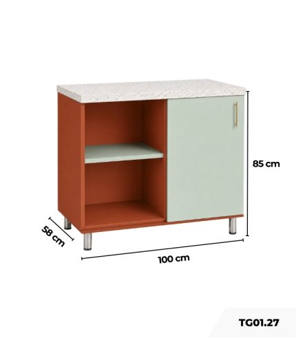 Tủ Bếp Dưới Hệ 1 Cửa Mở TG01.27 100x58x85 - Cam Xanh
