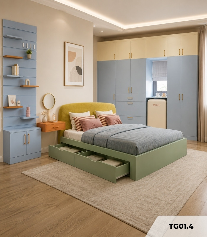 Combo Phòng ngủ Master TG01.4 - Color Block Xanh chủ đạo
