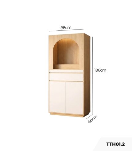 Tủ thờ TTH01.2 88x48x186 - Vân gỗ nhạt + Trắng