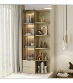 Tủ Trang Trí Góc Tường Khung nhôm Kính màu TTT9.3 60x40x200 - Be