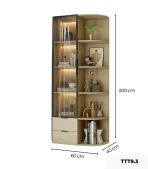 Tủ Trang Trí Góc Tường Khung nhôm Kính màu TTT9.3 60x40x200 - Be