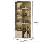Tủ Trang Trí Góc Tường Khung nhôm Kính màu TTT9.3 60x40x200 - Be