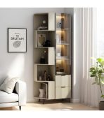 Tủ Trang Trí Góc Tường Khung nhôm Kính màu TTT10.1 60x40x200 - Be