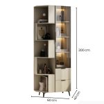 Tủ Trang Trí Góc Tường Khung nhôm Kính màu TTT10.1 60x40x200 - Be