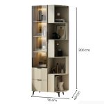 Tủ Trang Trí Góc Tường Khung nhôm Kính màu TTT10.2 70x40x200 - Be