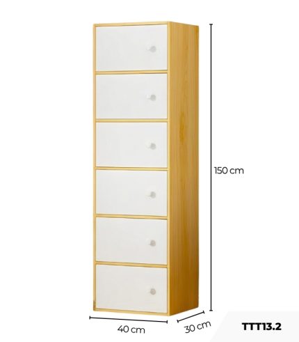 Tủ Trang Trí TTT13.2 40x30x150 - Vân Gỗ + Trắng
