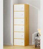 Tủ Trang Trí TTT13.2 40x30x150 - Vân Gỗ + Trắng